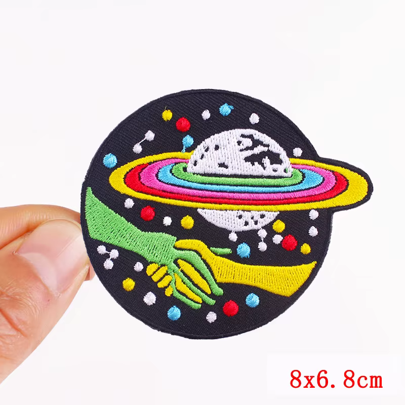 Parches bordados de alienígena Prajna para ropa, apliques de OVNI espacial DIY, parches termoadhesivos para ropa, insignias adhesivas - imagen 4