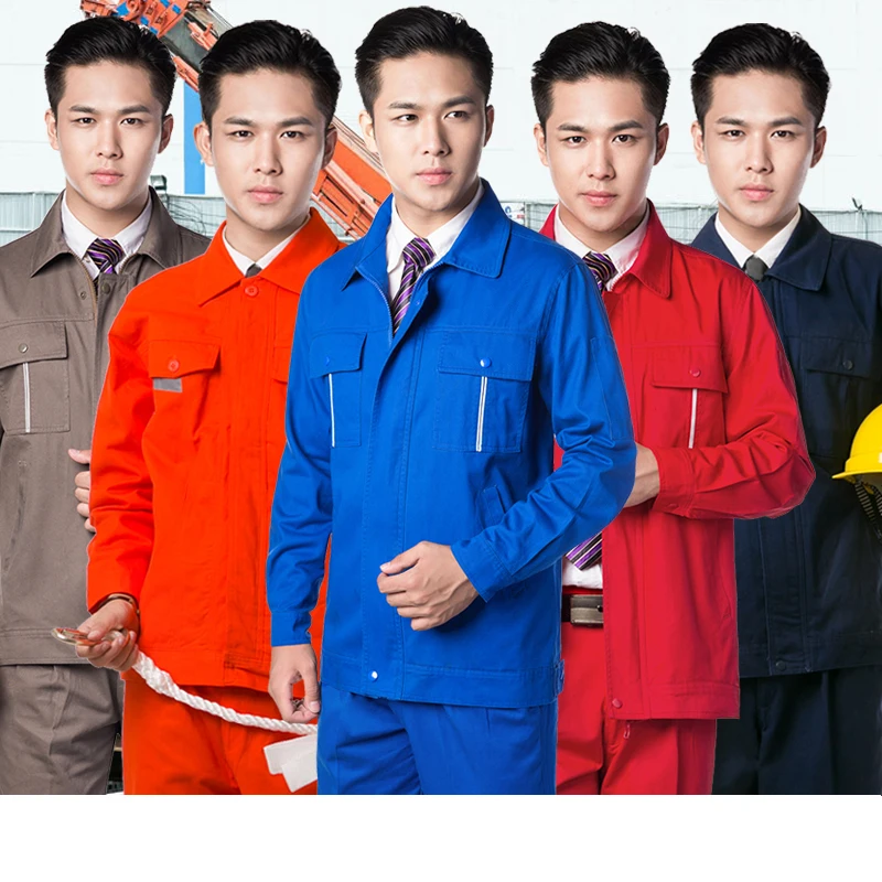 Ropa de trabajo de algodón resistente al desgaste para hombre, traje de soldadura de manga larga, mono de reparación de automóviles, chaqueta + pantalón, uniforme de fábrica de taller, primavera - imagen 4