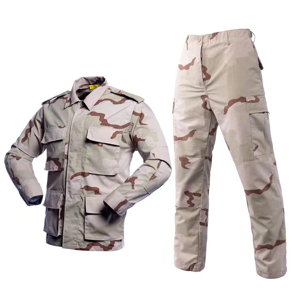 Conjunto de uniforme BDU para hombre, uniforme con estampado de bosque, cuatro bolsillos de carga, ropa combinada de entrenamiento al aire libre, uniforme de trabajo - imagen 3