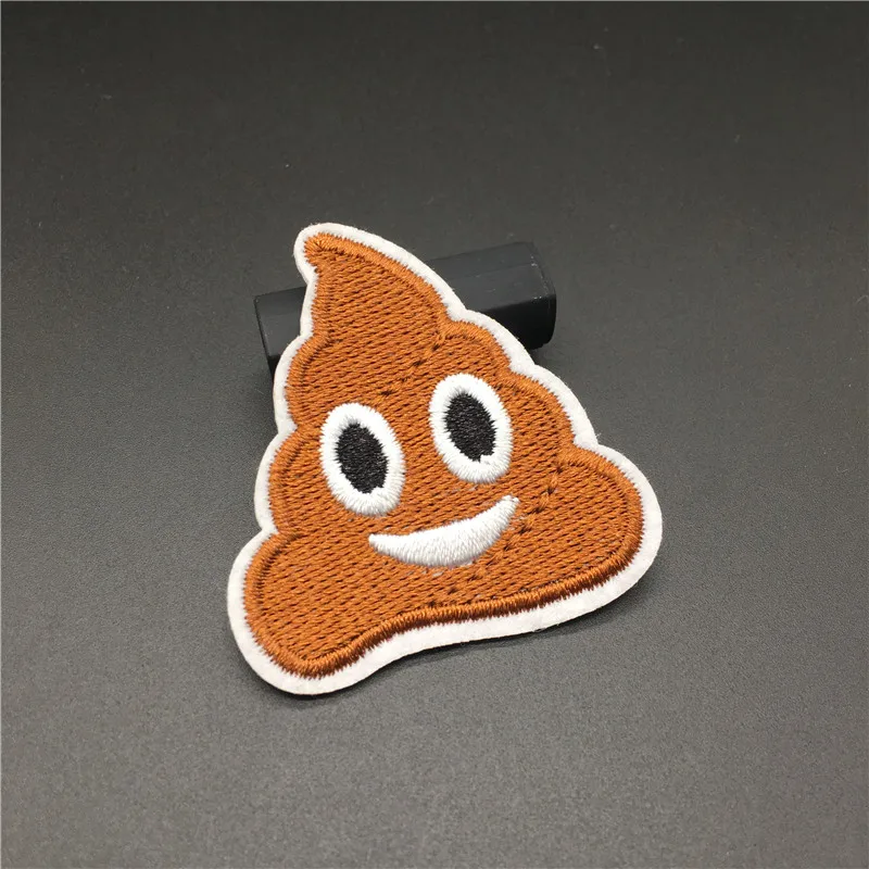 Tamaño de caca sonriente: 4,3x4,4 cm, insignias de tela DIY, parches decorativos bonitos, planchado para coser en apliques bordados para chaqueta de ropa - imagen 4