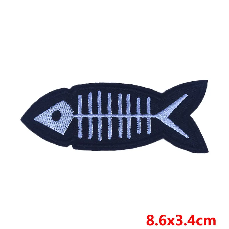 Prajna-Parche de pez Punk para planchar, insignias de rayas DIY, apliques de costura, parches bordados baratos para ropa al por mayor, 10 piezas - imagen 2