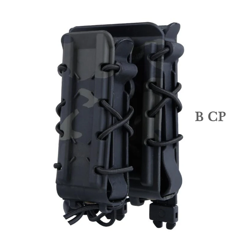 Bolsa táctica de doble cargador para Airsoft, bolsa para pistola, Rifle, Molle, para caza, nailon, TPU, cuerda elástica táctica - imagen 4