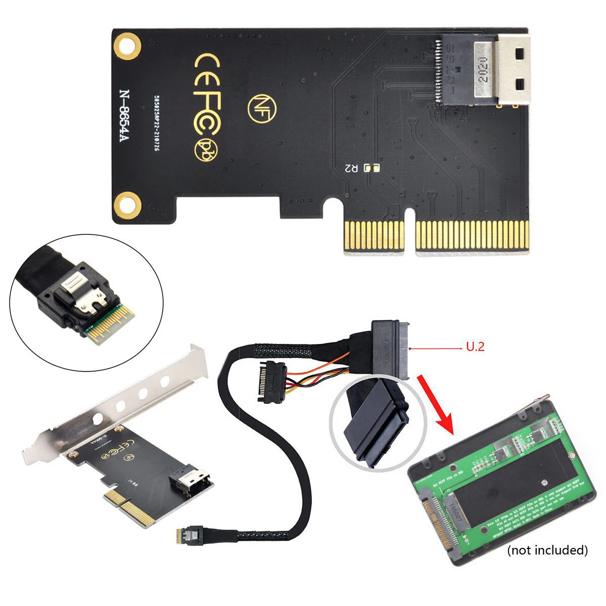 Chenyang-Adaptador de tarjeta SAS NGFF Slimline, Cable PCI-E 3,0 4,0 A SFF-8654 y U.2 U2 SFF-8639 NVME PCIe SSD para placa base SSD - imagen 2