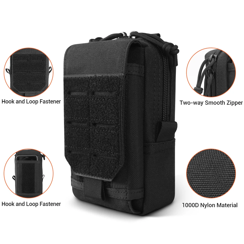 Funda táctica para teléfono móvil, bolsas para teléfono inteligente EDC, funda para teléfono móvil, bolsa para dispositivos Molle, soporte para cinturón de fijación Molle, riñonera - imagen 3
