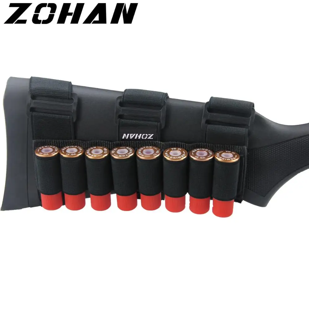 Bolsa de cáscara de munición ZOHAN, 5/8/9 balas, cartucho de carcasa de escopeta táctica, soporte de bala Molle Buttstock para pistola, caza táctica