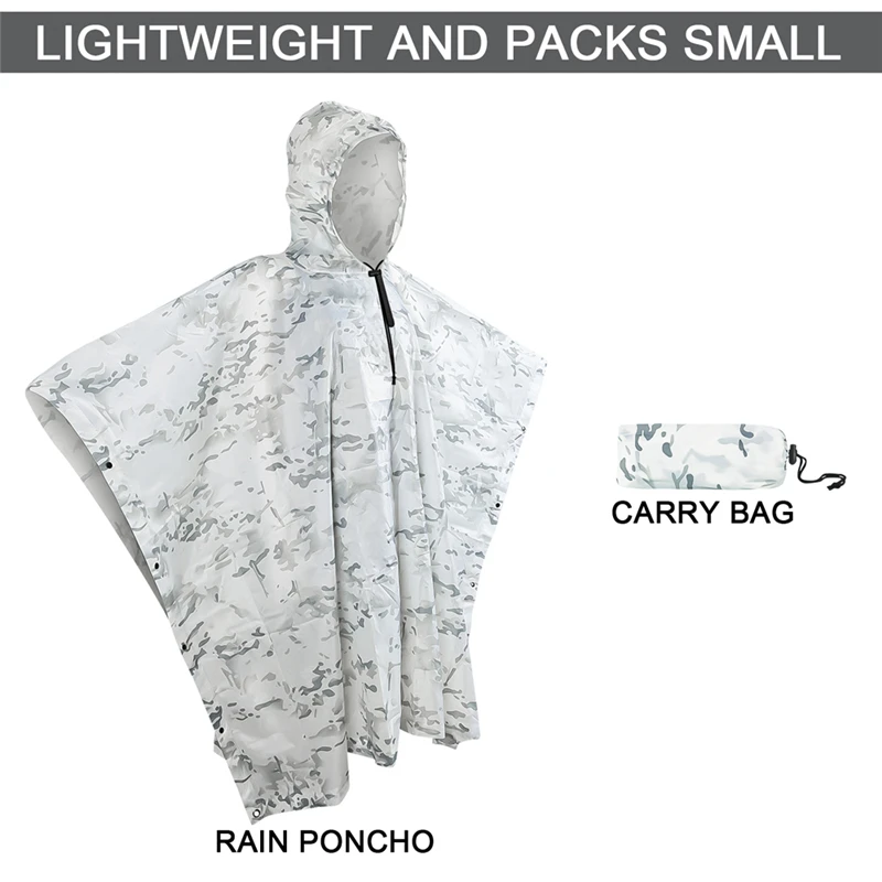 Trajes Ghillie de caza de camuflaje, Poncho de lluvia de POLIÉSTER + PU impermeable, Poncho de lluvia de emergencia ambiental, ropa deportiva para exteriores - imagen 4