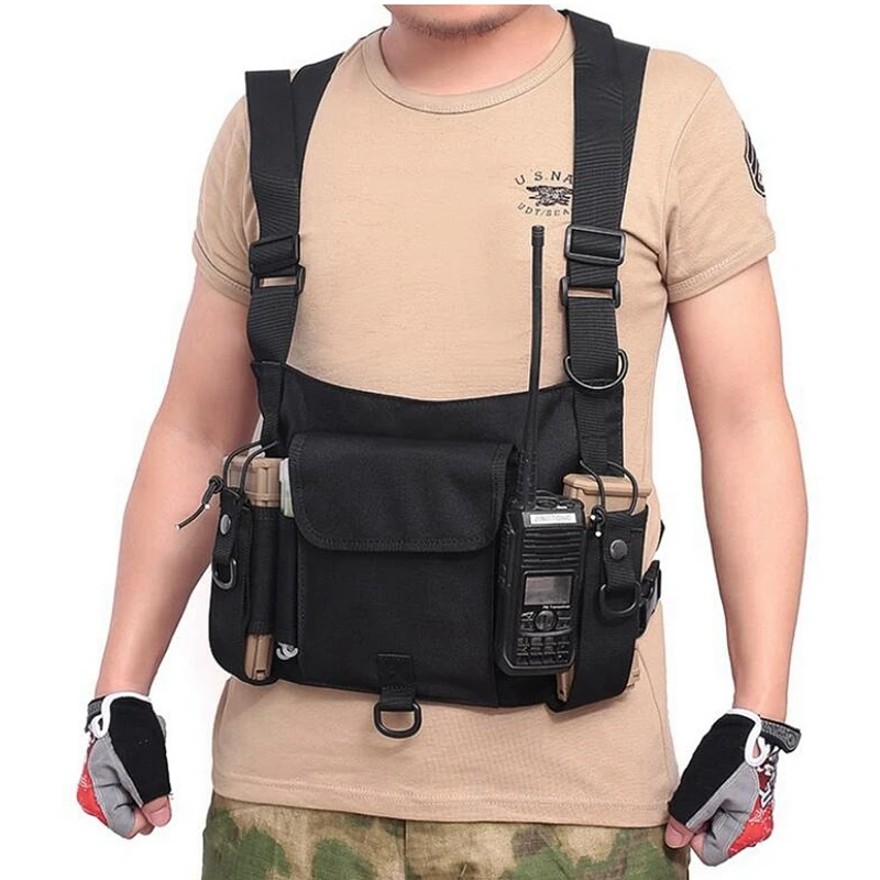 Bolso de pecho táctico Unisex, aparejo de pecho Simple funcional de caza, chaleco de Hip Hop de moda, bolsa de chaleco tipo bala negra - imagen 4