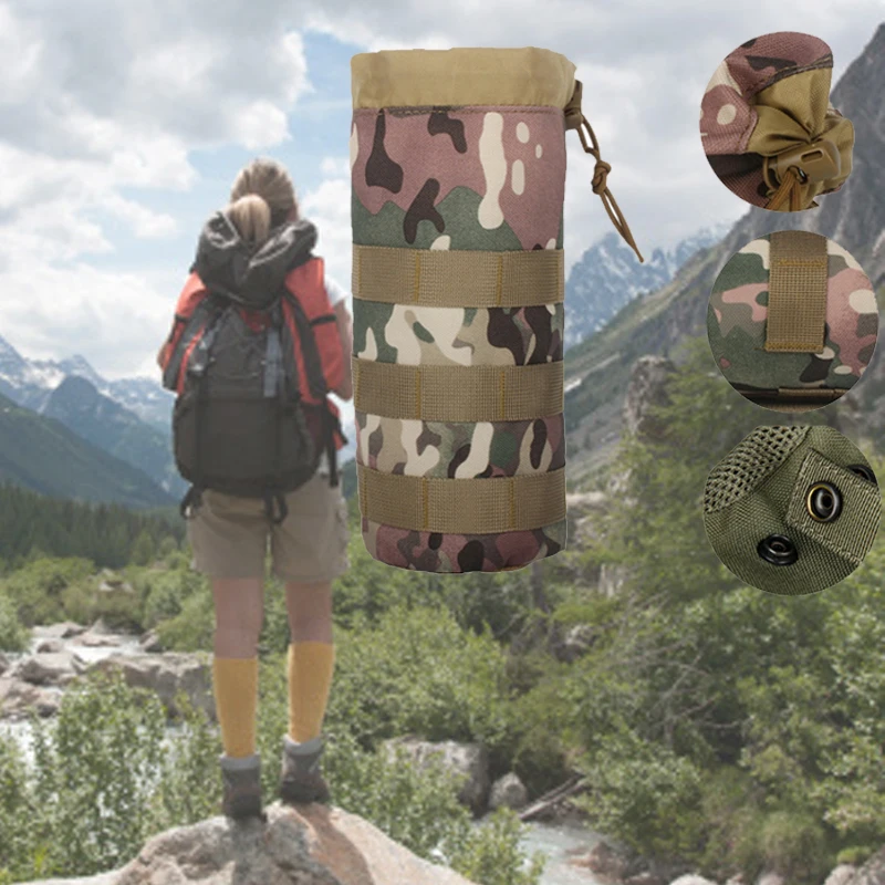 Bolsa táctica Molle para botella de agua al aire libre, bolsas portátiles para hervidor de agua para acampar, mochila, chaleco, bolsa de viaje para ciclismo y Camping - imagen 3