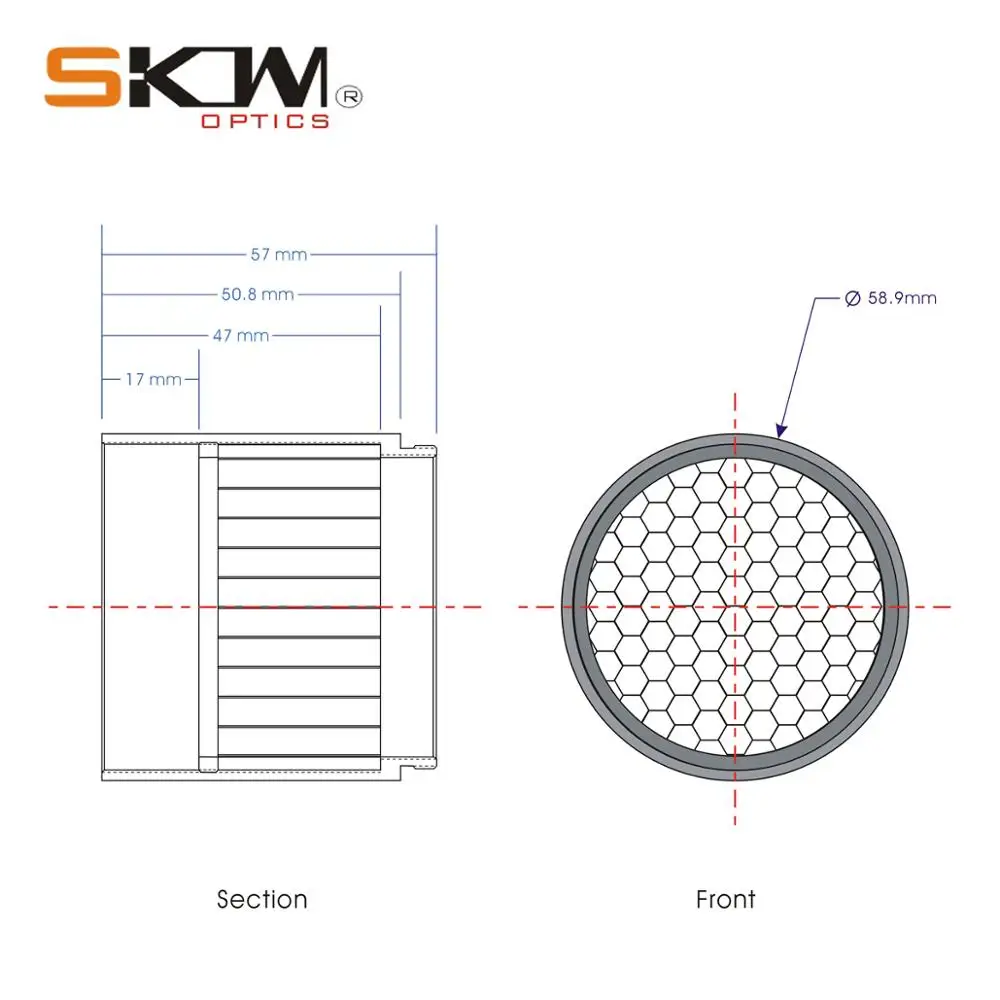 SKWoptics-Skwgear 50 mm Flash Killer, malla de alcance, mira de rifle antirreflectante, 2 ", parasol - imagen 5