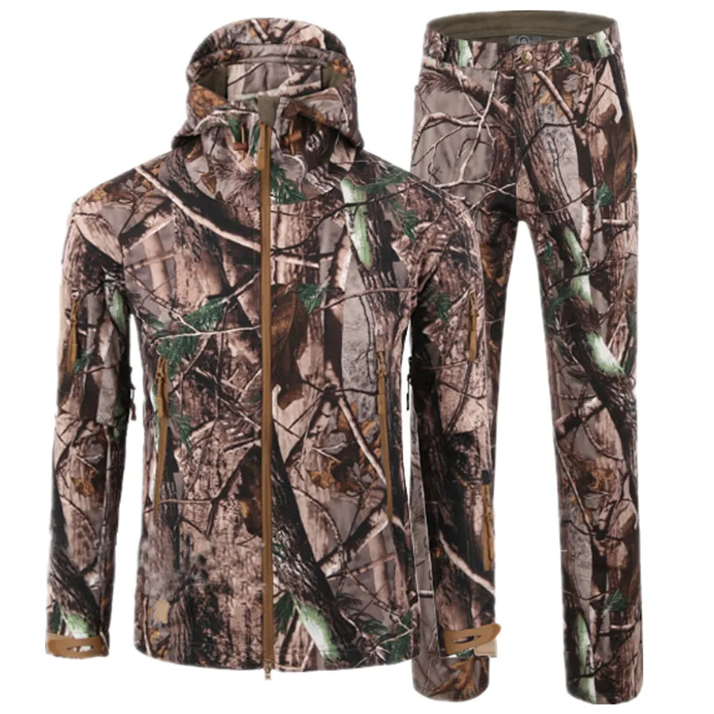 Traje de senderismo de lana para hombre, Jersey deportivo impermeable a prueba de viento, Camuflaje, ropa de entrenamiento militar táctico, Invierno - imagen 3