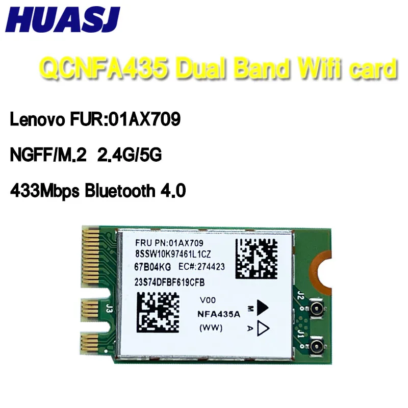 HUASJ-tarjeta adaptadora inalámbrica QCA9377, QCNFA435, 802.11AC, 2,4G/5G, NGFF, WIFI, BT4.1, para Lenovo AIO-700-22ISH, C20-00
