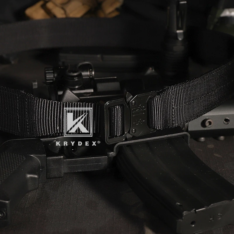 KRYDEX-Cinturón de trabajo táctico de 1,5 pulgadas, cinturón de tiro de liberación rápida, 1,5 ", giro a 1" de ancho, cinturón negro rígido EDC de 2 capas para hombres - imagen 3