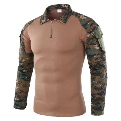Camiseta táctica del ejército para hombres, camisa de camuflaje de manga larga con cremallera, camisa de combate de rana de asalto, uniforme militar, camisa de graduación para Club, fresca - imagen 3