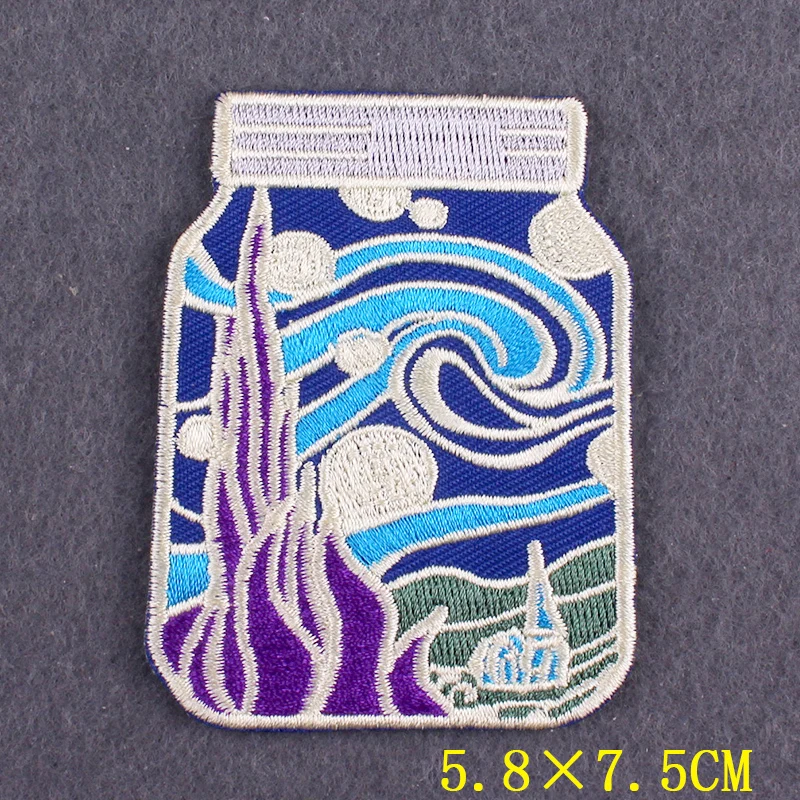 Parches de Van Gogh para planchar en la ropa, pintura al óleo DIY, rayas, ropa ondulada, parches adhesivos térmicos para calcomanías para ropa - imagen 5