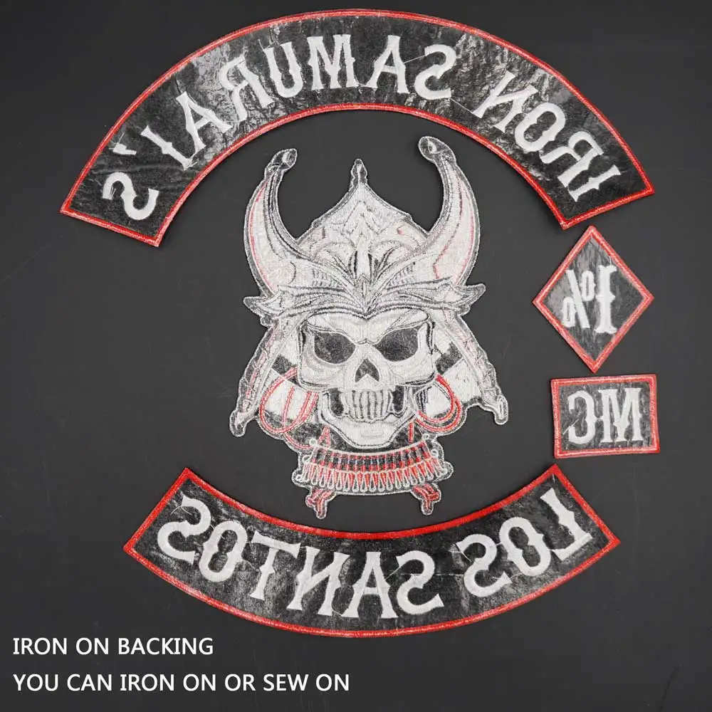 Parche bordado de hierro samurái Los Santos 1% MC, insignia de gran tamaño para chaqueta, chaleco trasero, motocicleta, Club, motorista - imagen 4