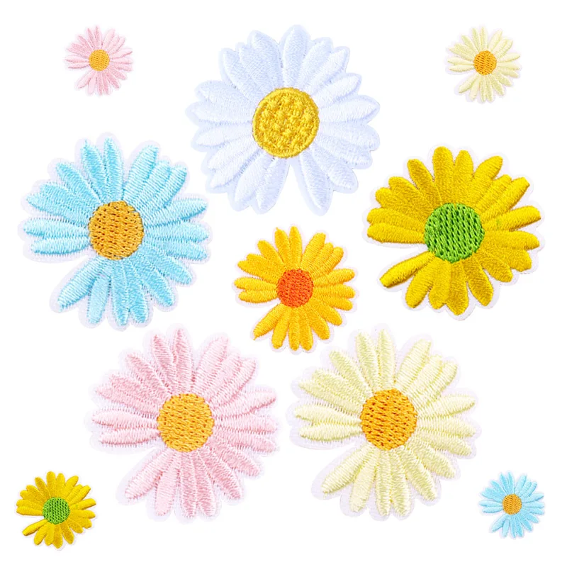 Parches bordados de dibujos animados para ropa de niños, apliques de margaritas, sol y flores, 10 o 20 unidades, venta al por mayor - imagen 4