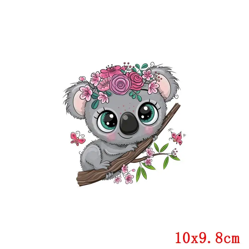 Prajna encantador Koala hierro en transferencias de calor vinilo transferencia térmica de calor parches de dibujos animados para ropa DIY pegatinas en ropa de bebé - imagen 3