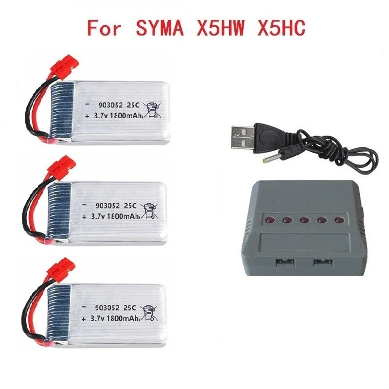 Batería recargable de 3,7 v y 1800mAh para KY601S, batería Lipo y cargador para SYMA X5, X5S, X5C, X5SC, X5SH, X5SW, 903052, 3,7 v - imagen 3