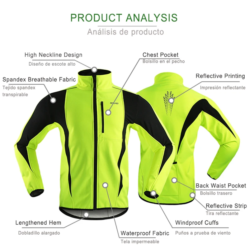 Chaqueta de Ciclismo de forro polar para hombre, abrigo de manga larga, reflectante, impermeable, para exteriores, MTB, bicicleta de carretera, Invierno - imagen 5