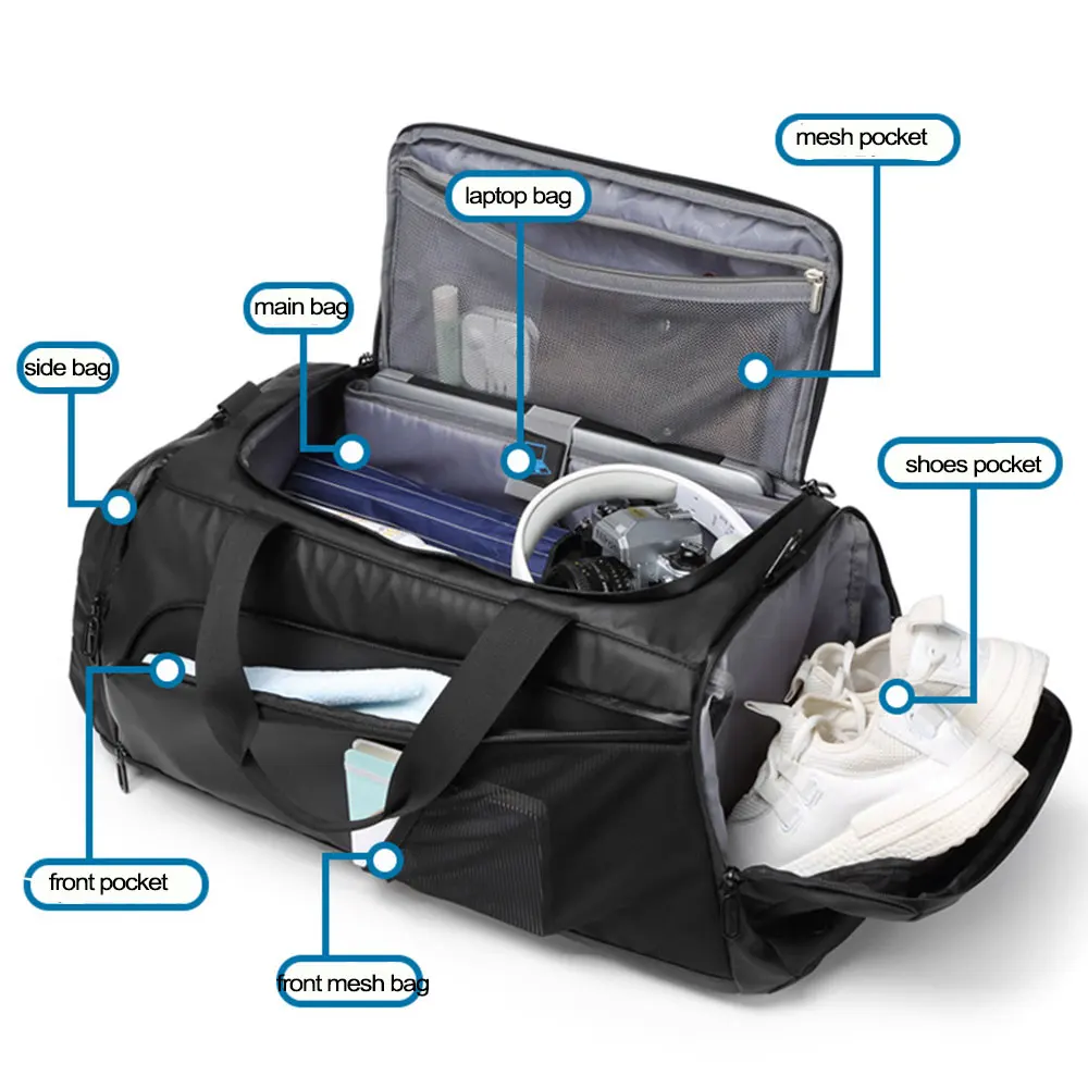 Bolsa de gimnasio grande para viaje, Mochila deportiva de entrenamiento, impermeable, con separación seca y húmeda, para ordenador portátil, X175A - imagen 3