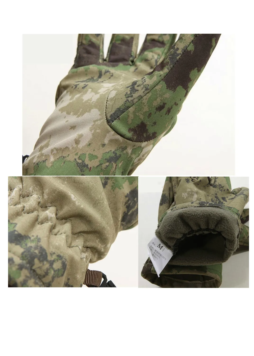 Guantes de Montañismo de concha suave para mantener el calor al aire libre, guantes de montar de lana a prueba de viento de piel de tiburón, guantes de entrenamiento con dedos completos para hombres - imagen 3