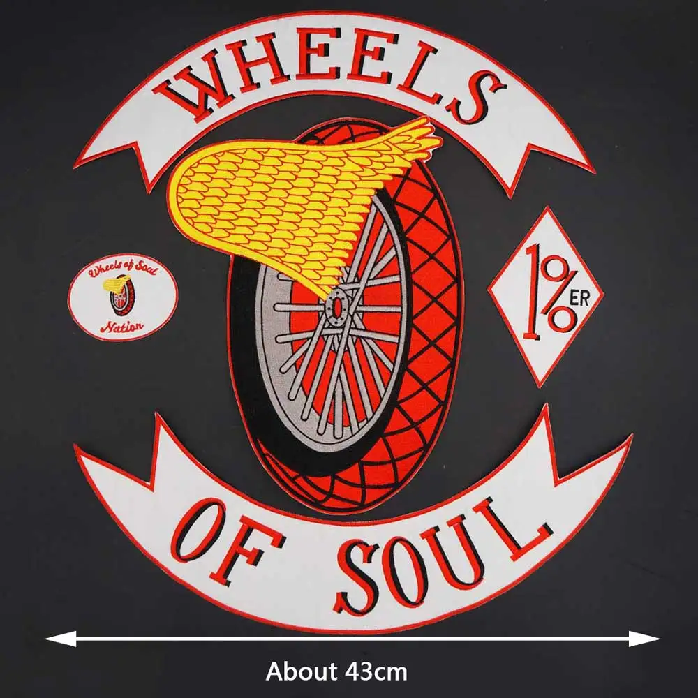 Wheels of Soul-Parche de motorista Punk bordado para ropa, sombrero, bolsas, planchado en el respaldo - imagen 2