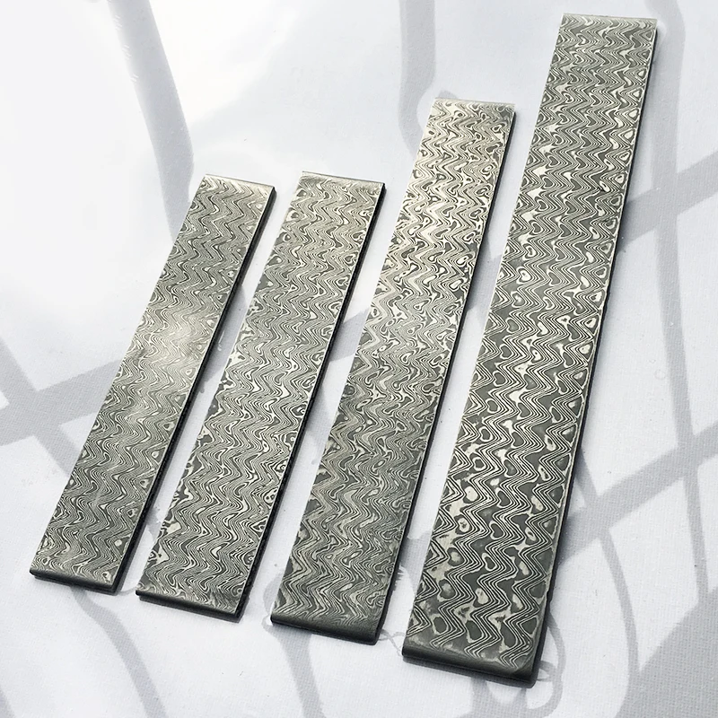 1 pieza de sándwich VG10 de acero damasco con diseño de onda para bricolaje, exquisita fabricación de cuchillos, tratamiento térmico, hoja de cuchillo de acero en blanco - imagen 5