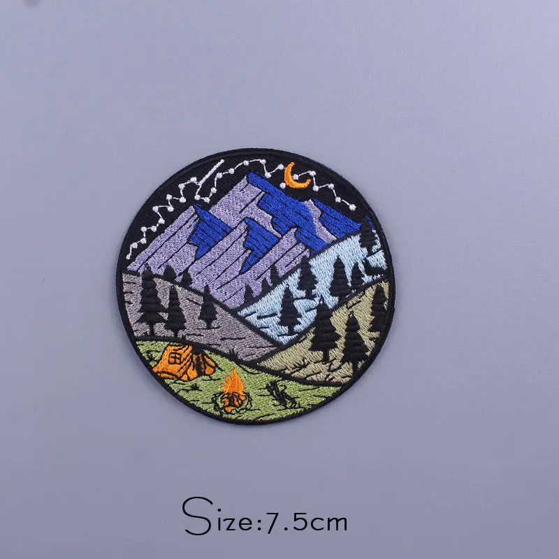 Parches de viaje de aventura natural para ropa, pegatina, insignia de Camping de montaña, parches para planchar en la ropa, parche bordado al aire libre - imagen 5