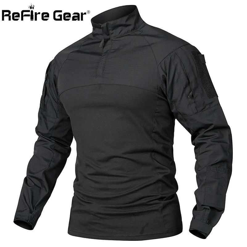 ReFire Gear-camisetas tácticas de camuflaje para hombre, camisas elásticas transpirables, militares, soldados SWAT de combate del Ejército, Verano - imagen 4