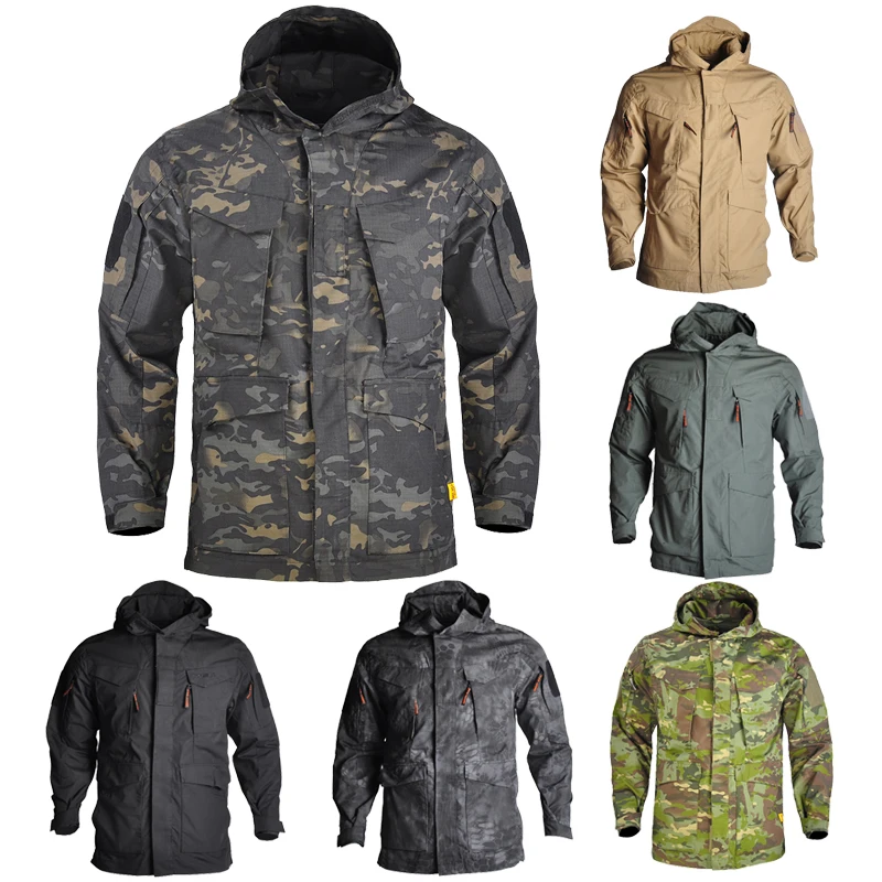 Chaqueta táctica M65 para hombre, cortavientos para senderismo, Airsoft, Camping, caza, abrigo con capucha, chaquetas multibolsillo, ropa a prueba de viento - imagen 4