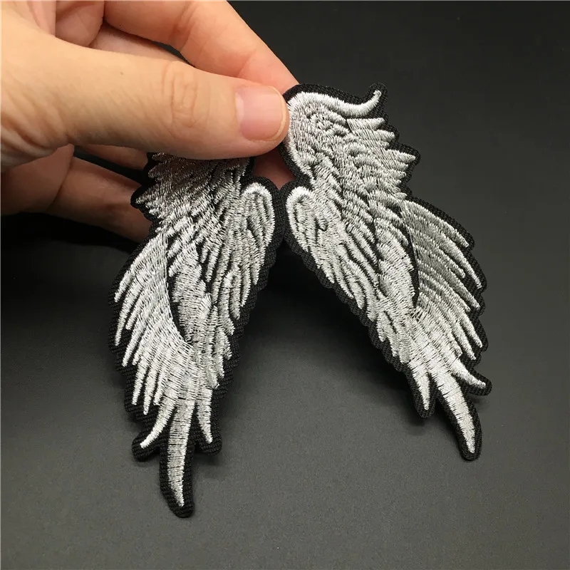 Tamaño de alas de Ángel: 3,8x9,4 cm, parche para planchar para ropa, pegatina de chaqueta a rayas bordadas, insignia DIY, apliques de ropa para coser, 2 uds. - imagen 3