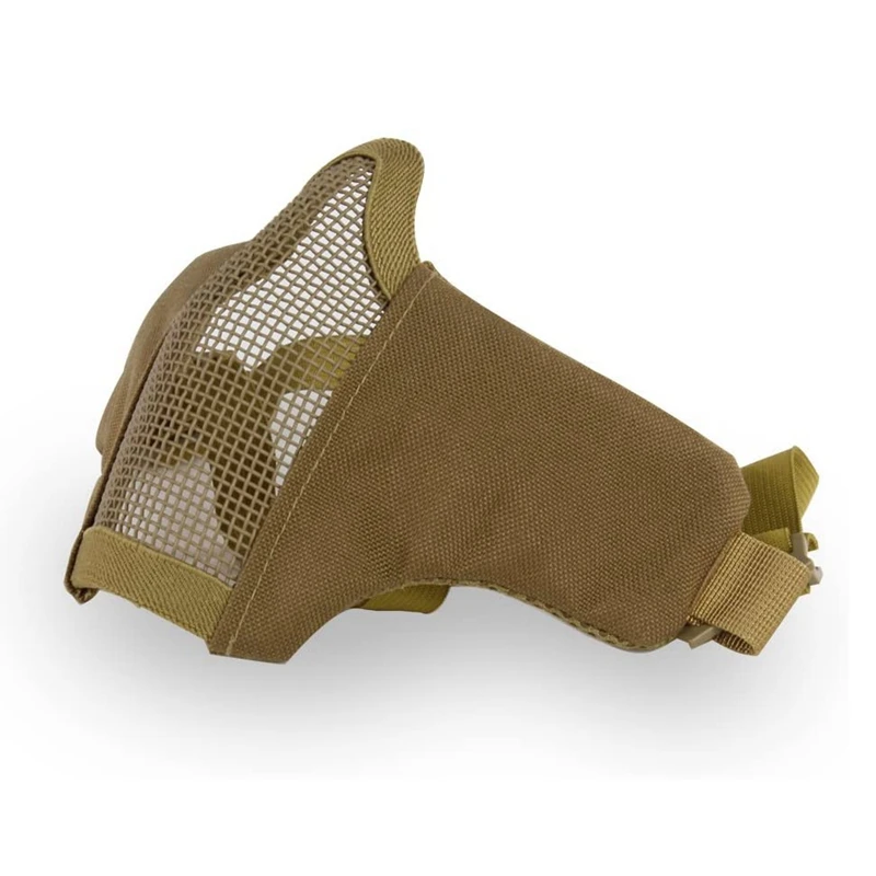 Máscara de media cara Airsoft con malla de red de acero metálico, máscara táctica para paintball, caza, ciclismo, transpirable, juego de guerra CS - imagen 5