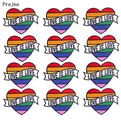 Prajna Parches bordados corazón arcoíris para planchar ropa chaquetas