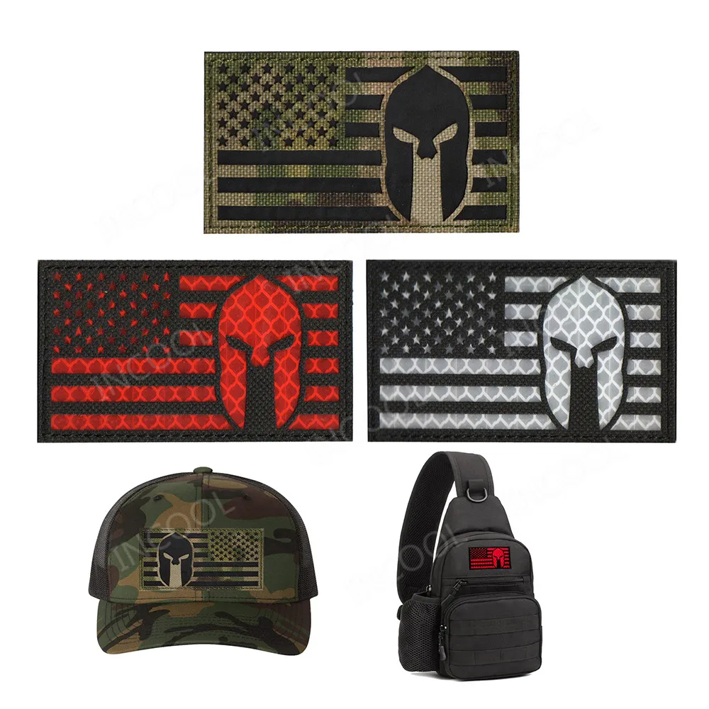 Parches bordados reflectantes infrarrojos para ropa, parches de Calavera, parche bordado de goma para casco - imagen 2