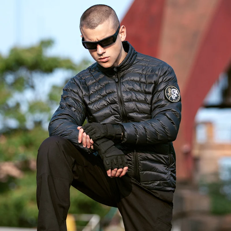 FREE SOLDIER-Chaqueta de plumón ligera para exteriores para hombre, abrigo corto, cálido, delgado y grueso, Otoño e Invierno - imagen 3