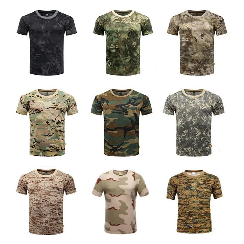 Camisas de camuflaje al aire libre para hombres, camisas tácticas de Camping, senderismo, caza, secado rápido, manga corta, militar, Airsoft - imagen 3