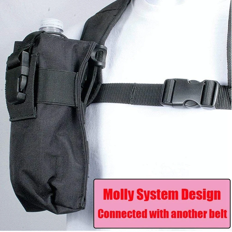 Bolsa táctica para walkie-talkie, soporte para botella de agua, sistema Molle, bolsillo suave, linterna, equipo de funda - imagen 4