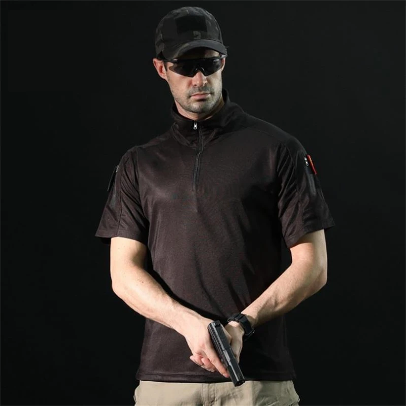 Uniforme militar de manga corta para hombre, camisa táctica de camuflaje, camisetas casuales de combate de secado rápido, camisetas del ejército para hombre, Tops de caza y senderismo - imagen 3