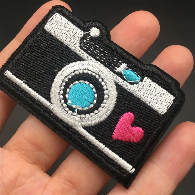 1 unidad de cámara bonita, tamaño: 5,6x3,8 cm, bordado de rayas para ropa, mochila, Parche de planchado, costura de ropa, pegatina, apliques, insignia DIY - imagen 4