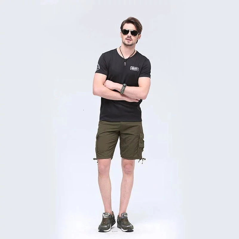Pantalones cortos con múltiples bolsillos para exteriores, tela de mezcla de fibra química, transpirable, secado rápido, senderismo, Camping, deportes, viajes, hombre - imagen 5