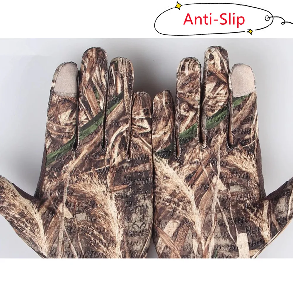 Guantes de camuflaje biónico de secado rápido, elásticos, para caza, pantalla táctil, transpirables, protección solar de dedo completo, para ciclismo de tiro - imagen 5