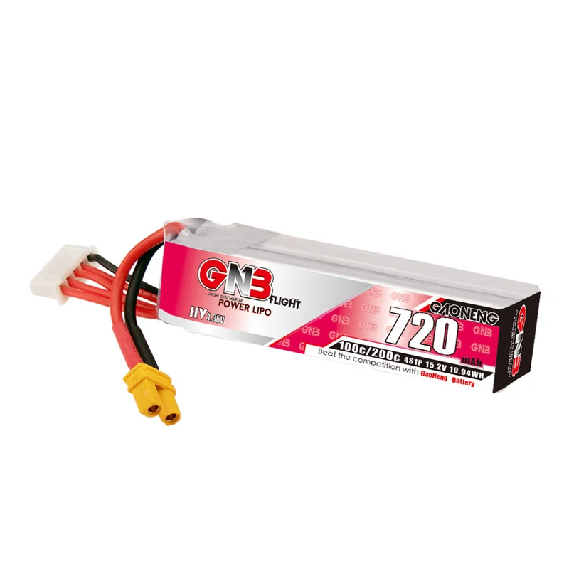 1-5 uds GAONENG GNB 720mAh 4S 15,2 V HV batería recargable XT30U-F enchufe 100C/200C para RC Tinywhoop FPV Kit de marco Dron de carreras - imagen 5
