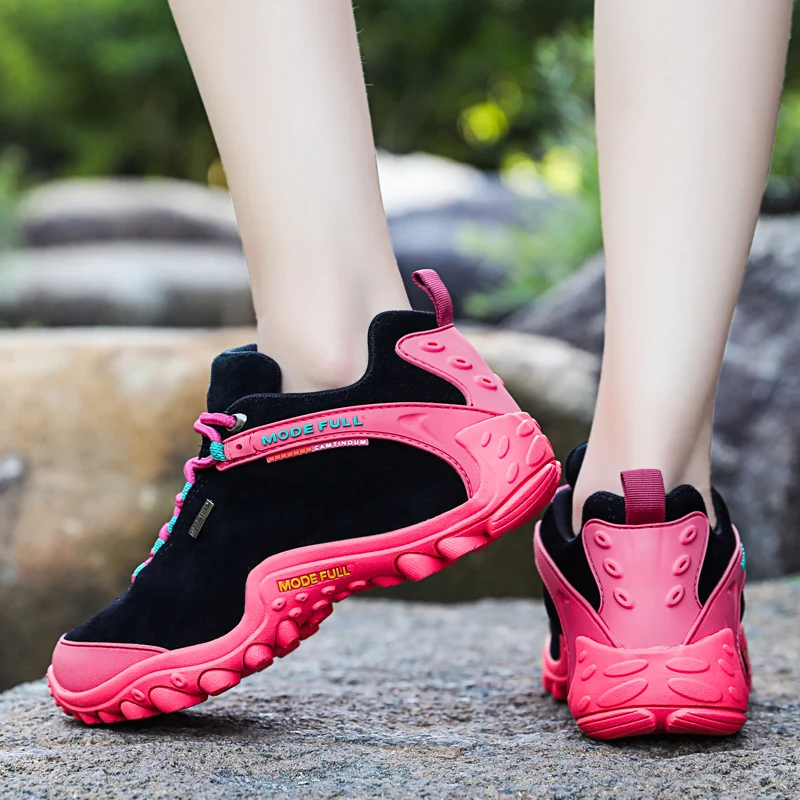 Botas de senderismo de cuero de vaca para hombre y mujer, zapatos de nieve impermeables para exteriores, escalada, montaña, caza, caminar, invierno - imagen 5