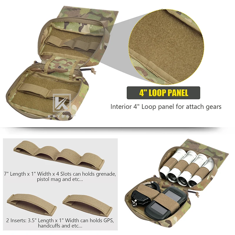 KKRYDEX-Charcha táctica MOLLE, bolsa multifunción para misiones con soporte de inserciones de 3 uds para chaleco D3CR MK3 MK4 JPC CPC LBT - imagen 4