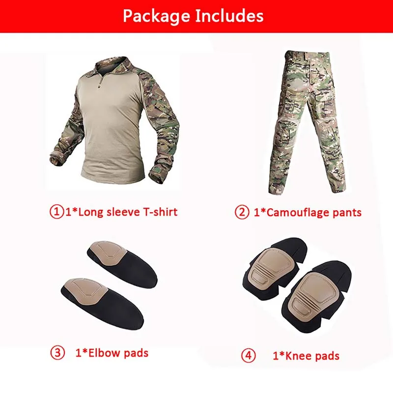 Pantalones de caza G3, traje táctico de uniforme militar, trajes de fuerzas Multicam, pantalón de caza, camisa de combate, pantalón Airsoft Militaire con almohadillas - imagen 5