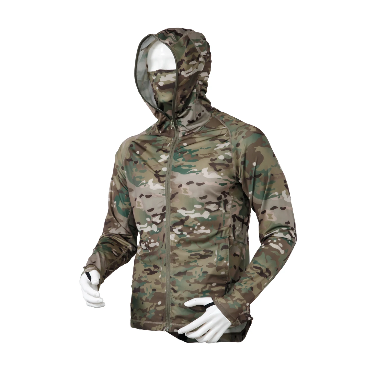 Ropa de caza para hombres y mujeres, chaqueta de abrigo Multicam, Tops con Bandana, camisa de combate de secado rápido, camiseta transpirable para senderismo y Pesca - imagen 2