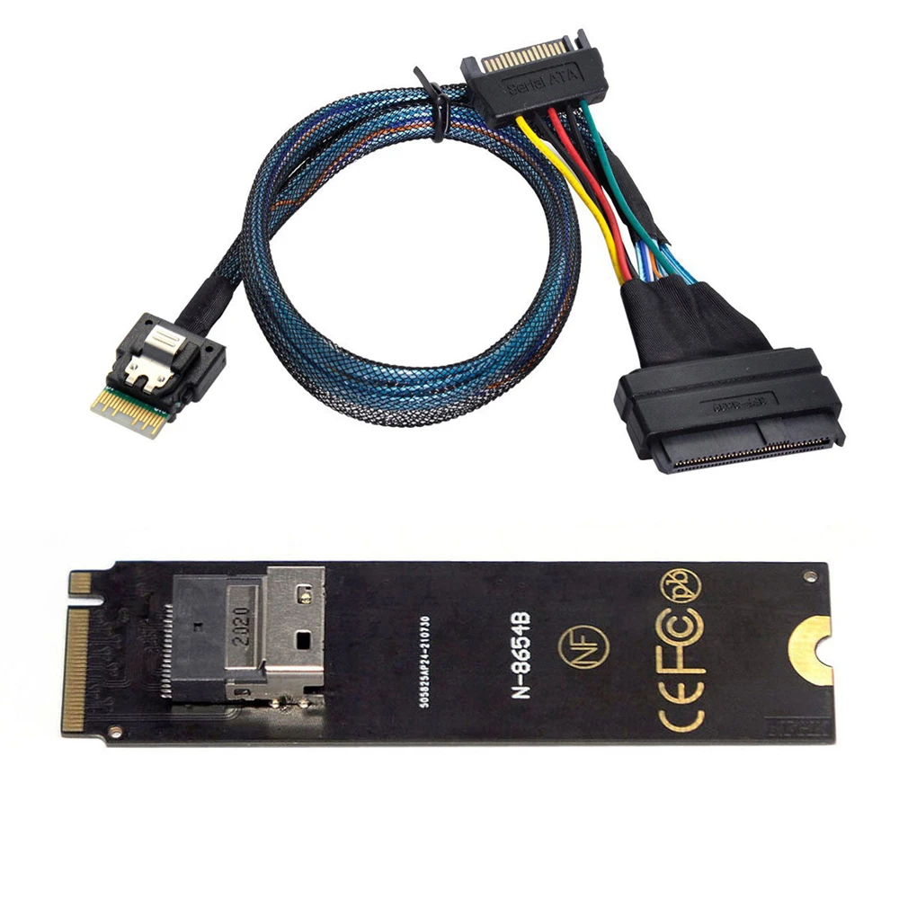 Adaptador de tarjeta CY NGFF m-key NVME a SFF-8654 Slimline SAS y Cable U.2 U2 SFF-8639 NVME PCIe SSD para placa base SSD - imagen 3
