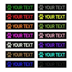 Parche de texto con nombre personalizado bordado de pata de perro, insignia de rayas, parches de respaldo de hierro o gancho y bucle para Collar de perro