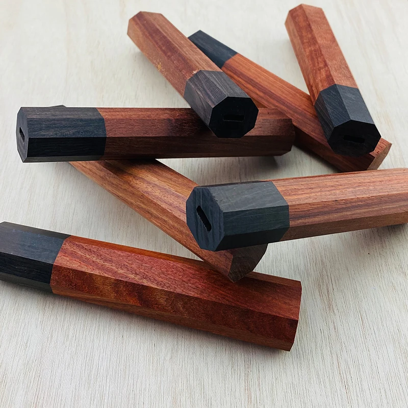 Mango octogonal de estilo japonés para cuchillo de cocina, mango de sándalo rojo + madera de ébano, mango de cuchillo crudo de pescado, 1 pieza - imagen 5