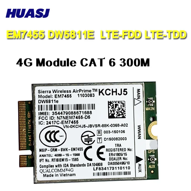 Huasj-tarjeta WLAN EM7455 DW5811E FDD/TDD LTE CAT6, Módulo 4G, tarjeta Gobi6000, para E7270, E7470, E7370, E5570, E5470 - imagen 2